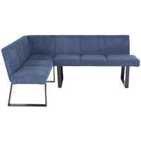 ECKBANK in Metall, Textil Dunkelblau  - Schwarz/Dunkelblau, Modern, Textil/Metall (150/190cm) - MID.YOU