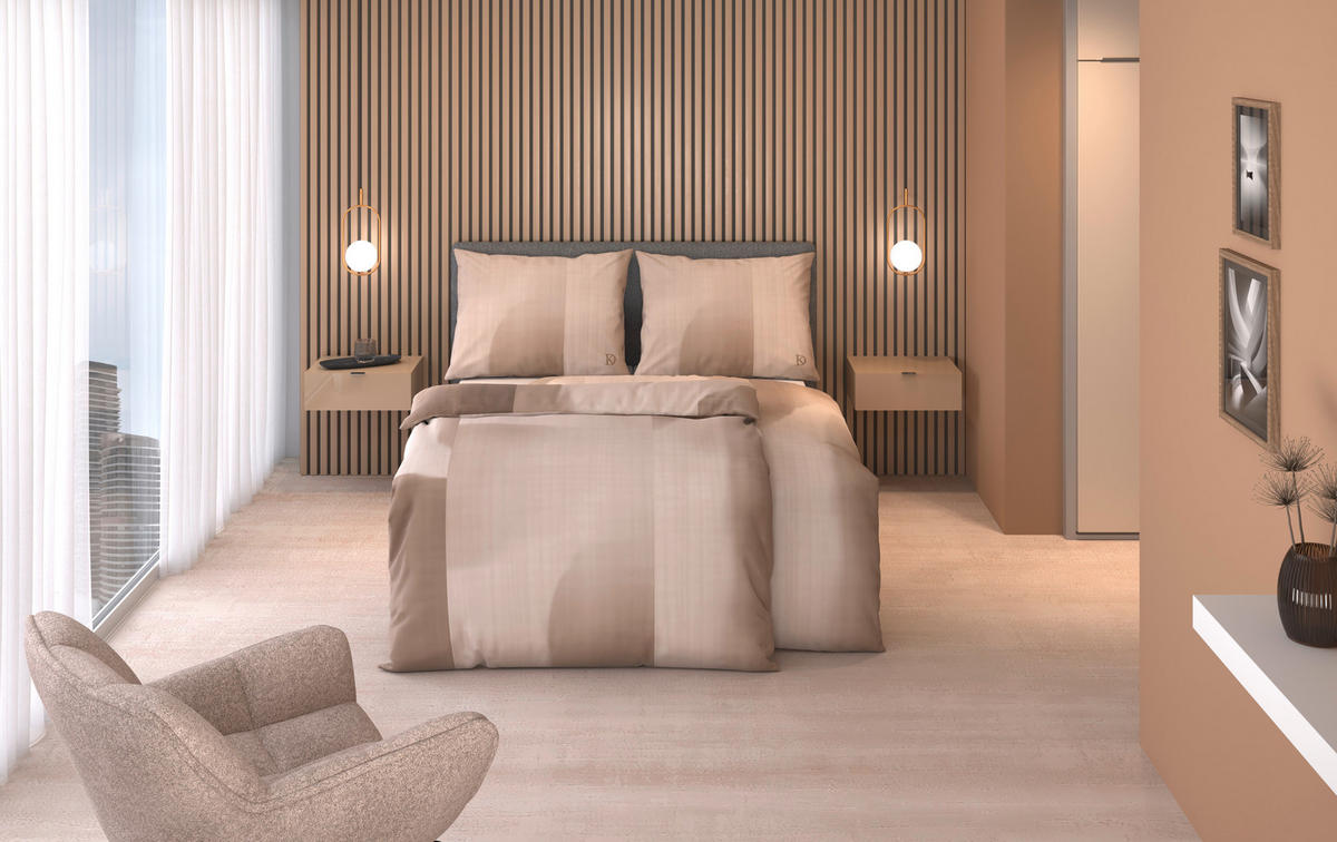 BETTWÄSCHE 3-teilig Satin 200/200 cm  - Taupe, Design, Textil (200/200cm) - Dieter Knoll