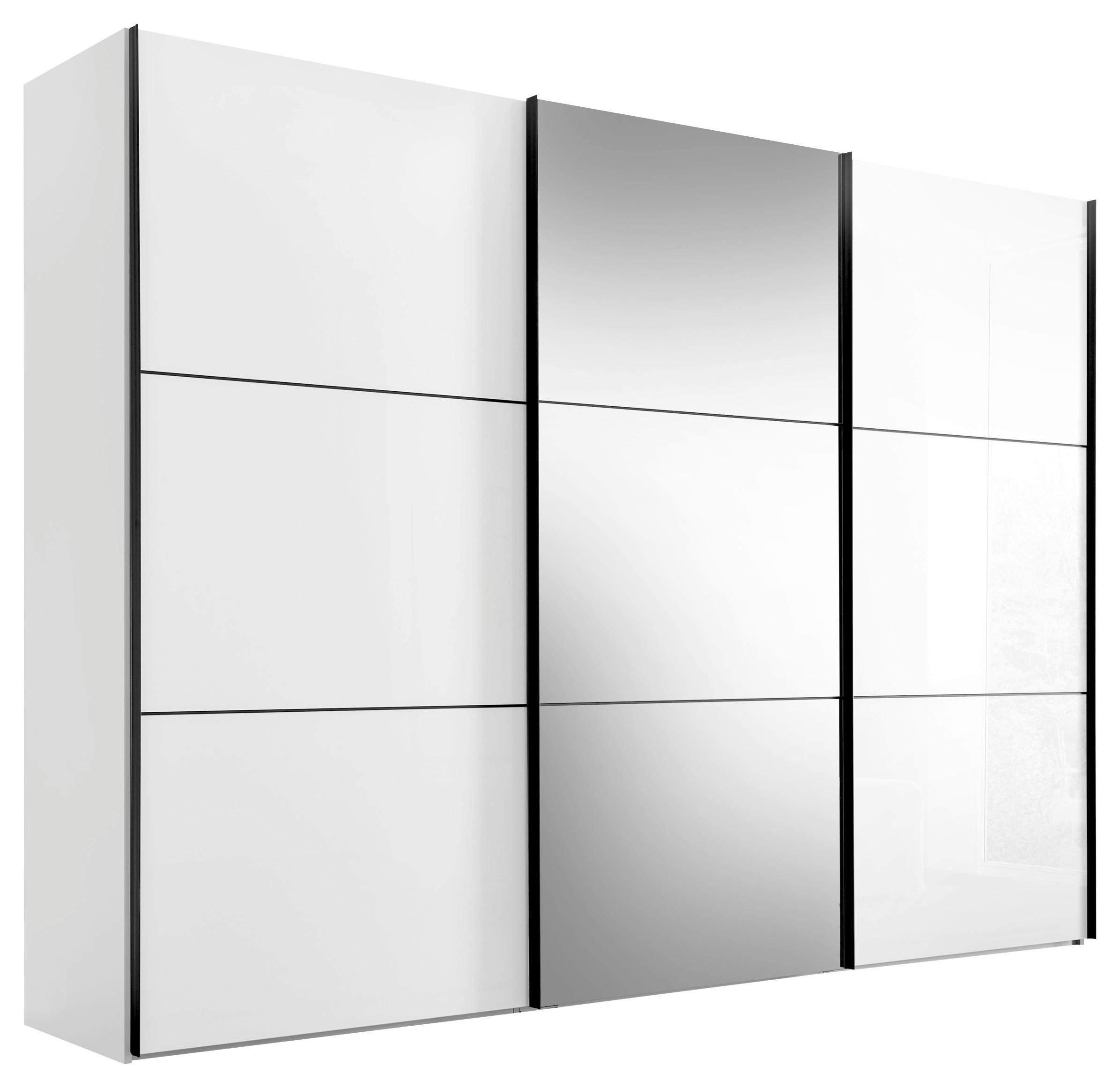 SCHWEBETÜRENSCHRANK in Weiss  - Weiss/Schwarz, Konventionell, Glas/Holzwerkstoff (280/222/68cm) - Moderano