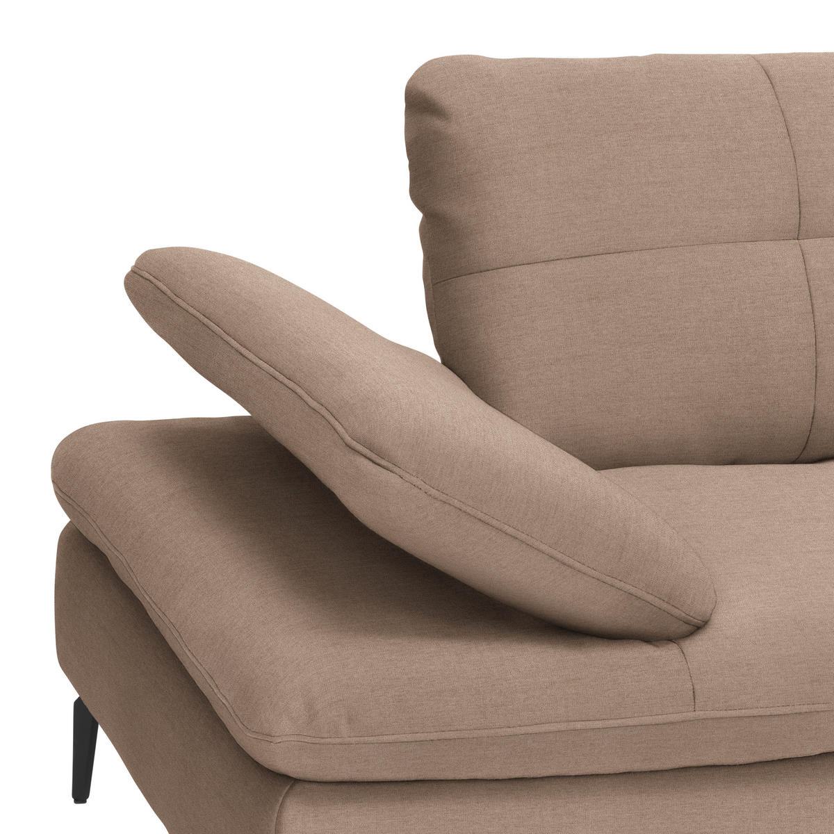 ECKSOFA in Webstoff Taupe  - Taupe/Schwarz, Design, Textil/Metall (301/179cm) - Chilliano