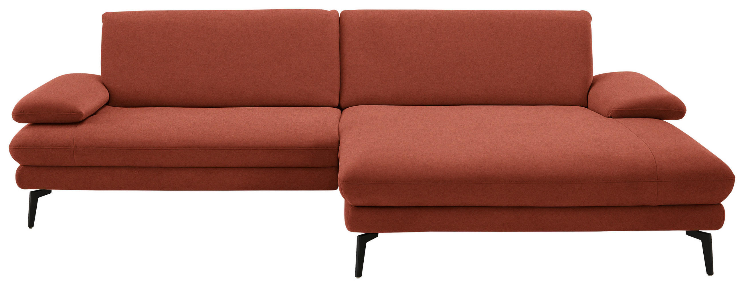 ECKSOFA  in Chenille, Flachgewebe Terracotta  284/180 cm  - Terracotta/Schwarz, Design, Textil/Metall (284/180cm) - Dieter Knoll