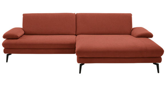 ECKSOFA  in Chenille, Flachgewebe Terracotta  284/180 cm  - Terracotta/Schwarz, Design, Textil/Metall (284/180cm) - Dieter Knoll