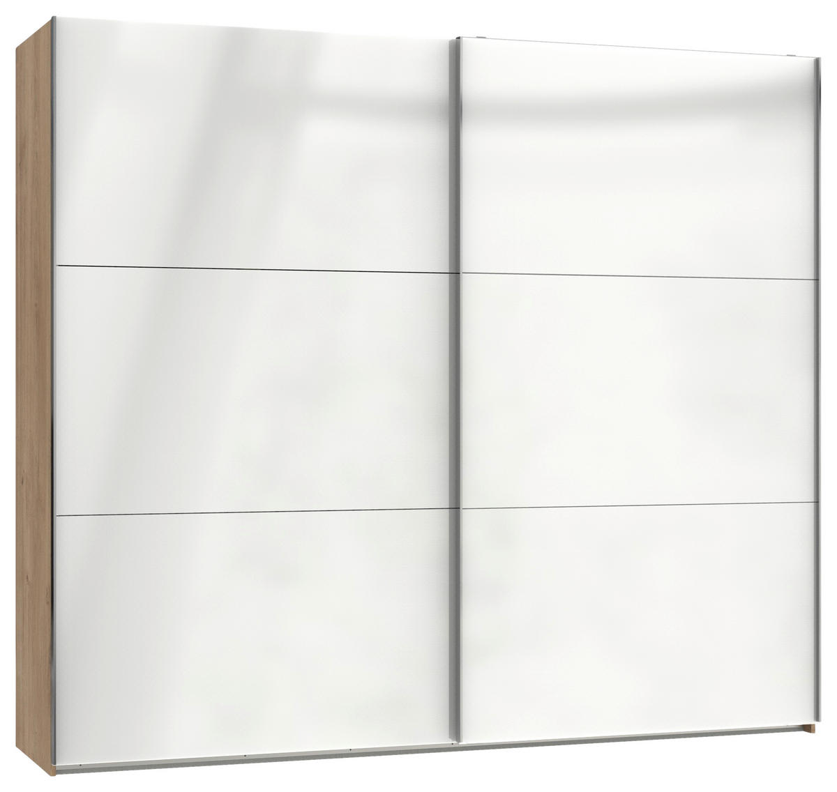 SCHWEBETÜRENSCHRANK in Weiss, Eichefarben  - Chromfarben/Weiss, Modern, Holzwerkstoff (200/216/65cm) - MID.YOU