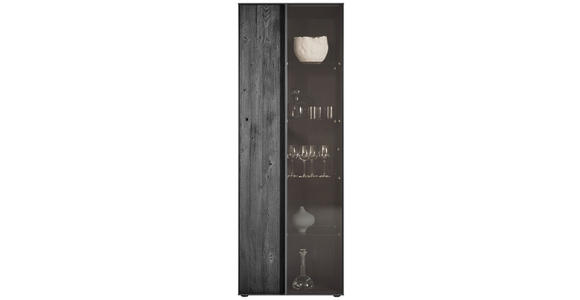 VITRINE in massiv Kernbuche, Kernesche Anthrazit - Anthrazit/Schwarz, Design, Glas/Holz (72/204/44cm) - Johann Jakob