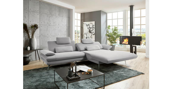 ECKSOFA in Webstoff Hellgrau  - Hellgrau/Schwarz, Design, Textil/Metall (284/184cm) - Dieter Knoll