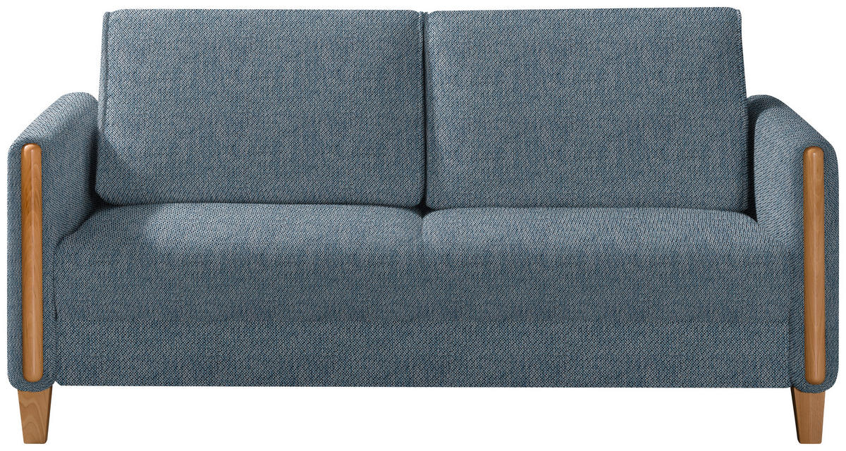 SCHLAFSOFA Webstoff Blau, Buchefarben Fussart wählbar, Stoffauswahl, Rücken echt, Armteil links, Armteil rechts  - Blau/Buchefarben, Design, Holz/Textil (174/88/104cm) - Niels Andersson