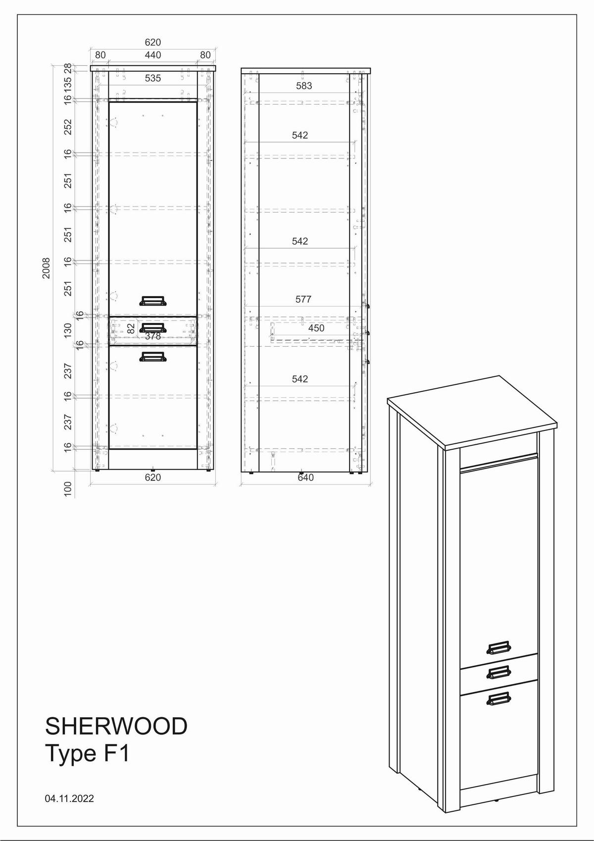 APOTHEKERSCHRANK 62/201/64 cm  in Anthrazit, Weiß  - Anthrazit/Schwarz, Trend, Holzwerkstoff/Metall (62/201/64cm) - MID.YOU