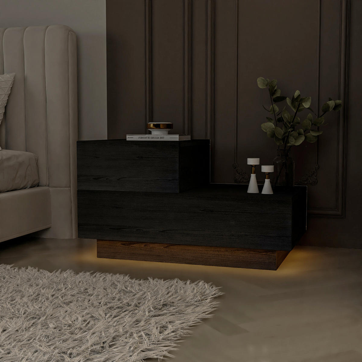 NATTDUKSBORD i svart  - svart, Design, trämaterial (70/39/30cm) - Livetastic