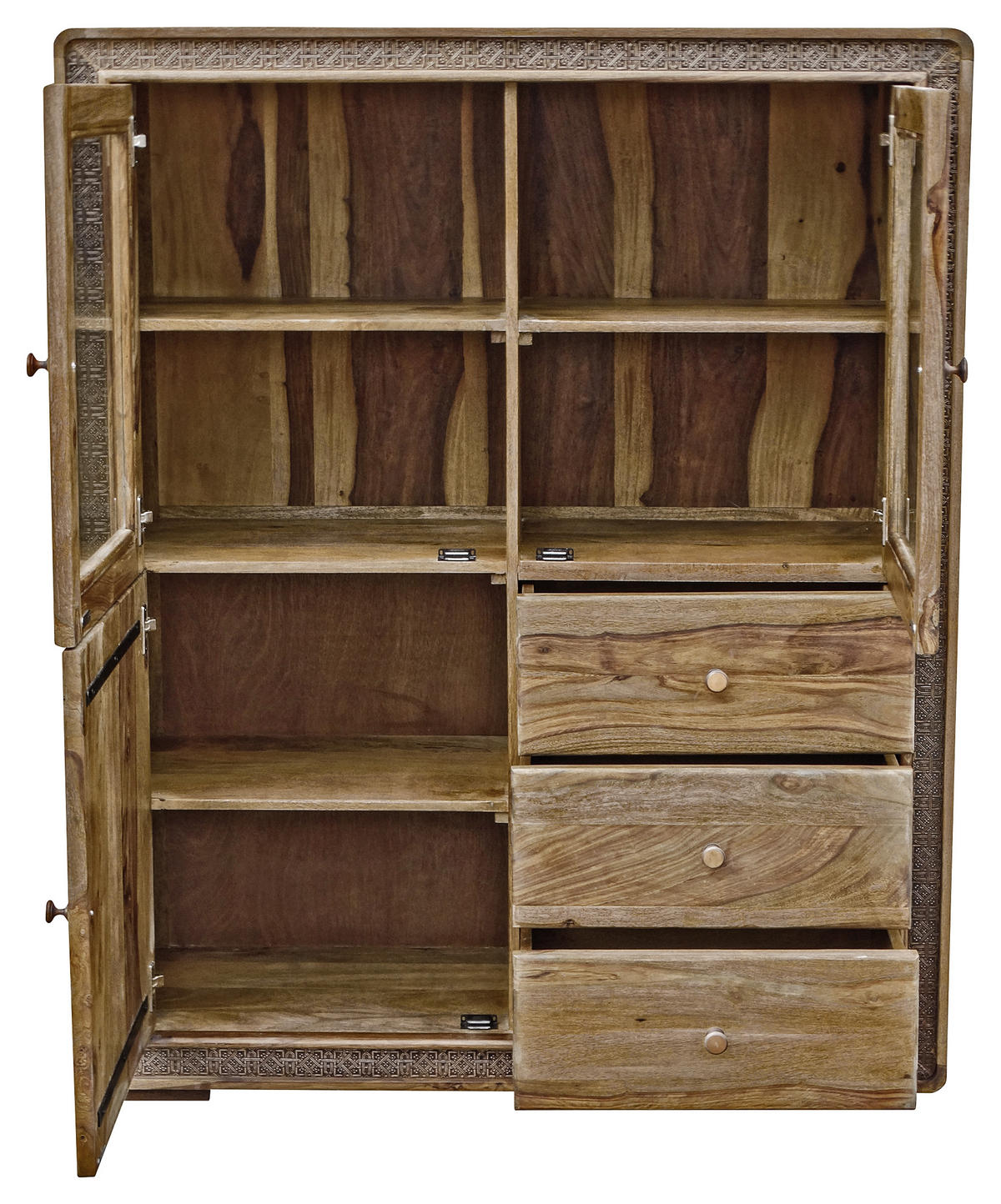 VYSOKÁ KOMODA, akácie, barvy sheesham, měděné barvy, 115/145/40 cm - měděné barvy/barvy sheesham, Lifestyle, kov/dřevo (115/145/40cm) - Landscape