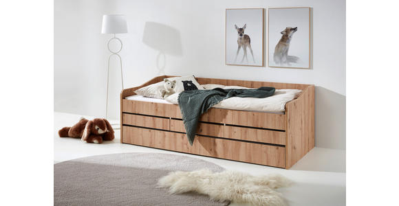 AUSZIEHBETT 90-180/200 cm in Eiche Artisan - Eiche Artisan, KONVENTIONELL, Holz/Holzwerkstoff (90-180/200cm) - Carryhome