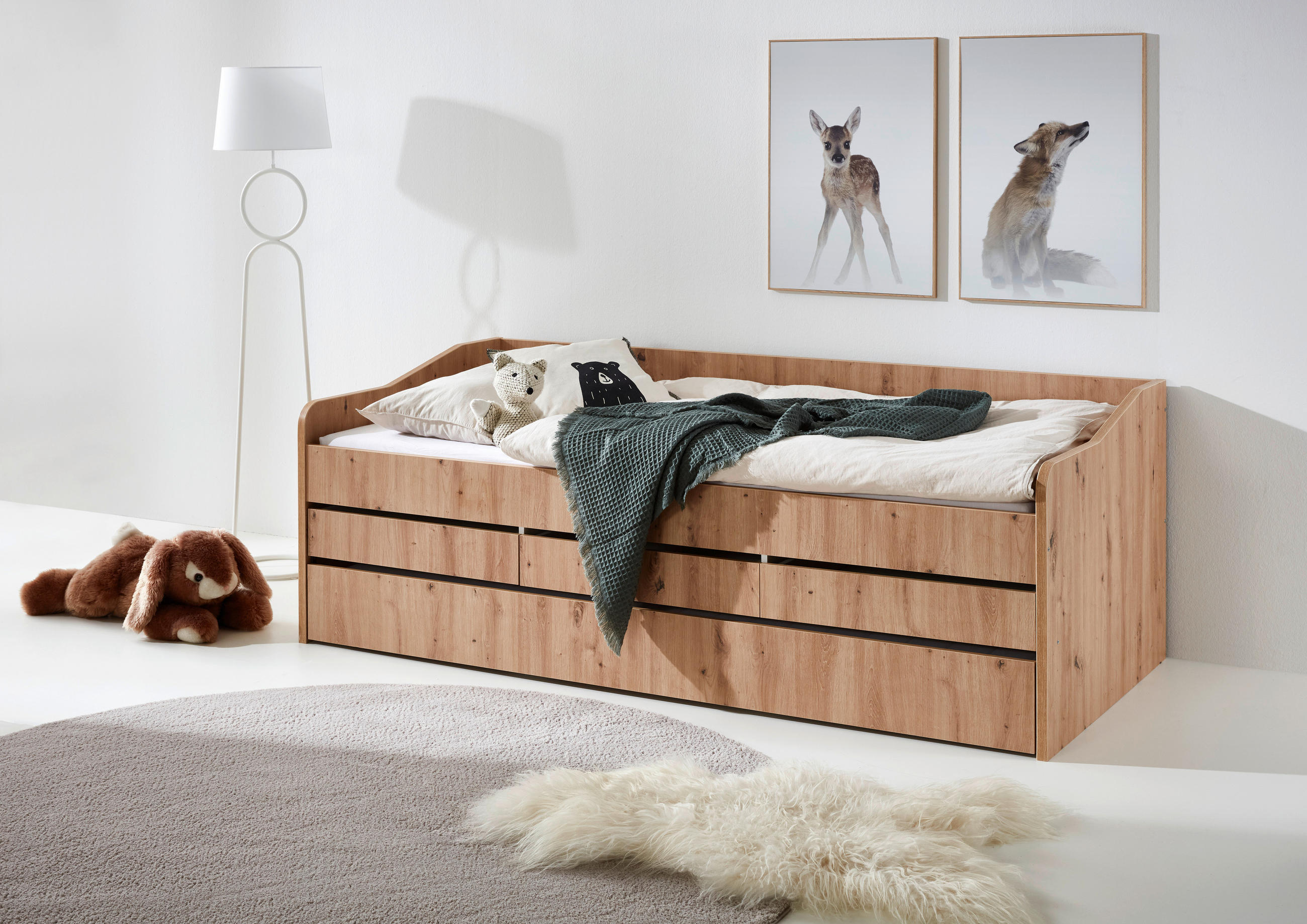 AUSZIEHBETT 90-180/200 cm  in Eiche Artisan  - Eiche Artisan, KONVENTIONELL, Holz/Holzwerkstoff (90-180/200cm) - Carryhome