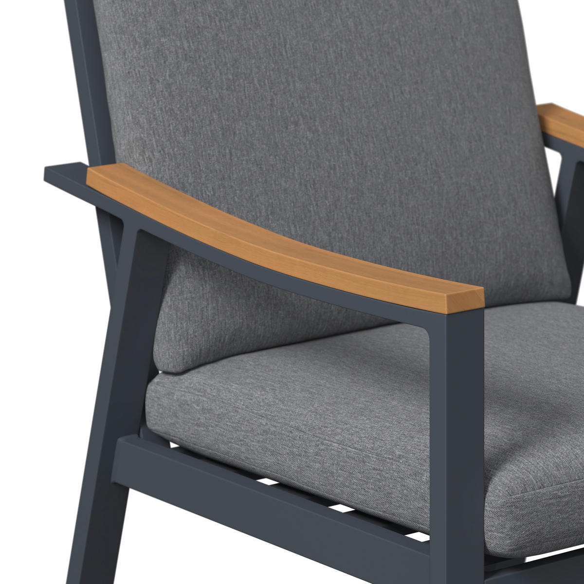 GARTENSTUHL in Holz, Metall, Textil Naturfarben, Dunkelgrau  - Dunkelgrau/Naturfarben, Basics, Holz/Textil (56/91/69cm) - Ambia Garden