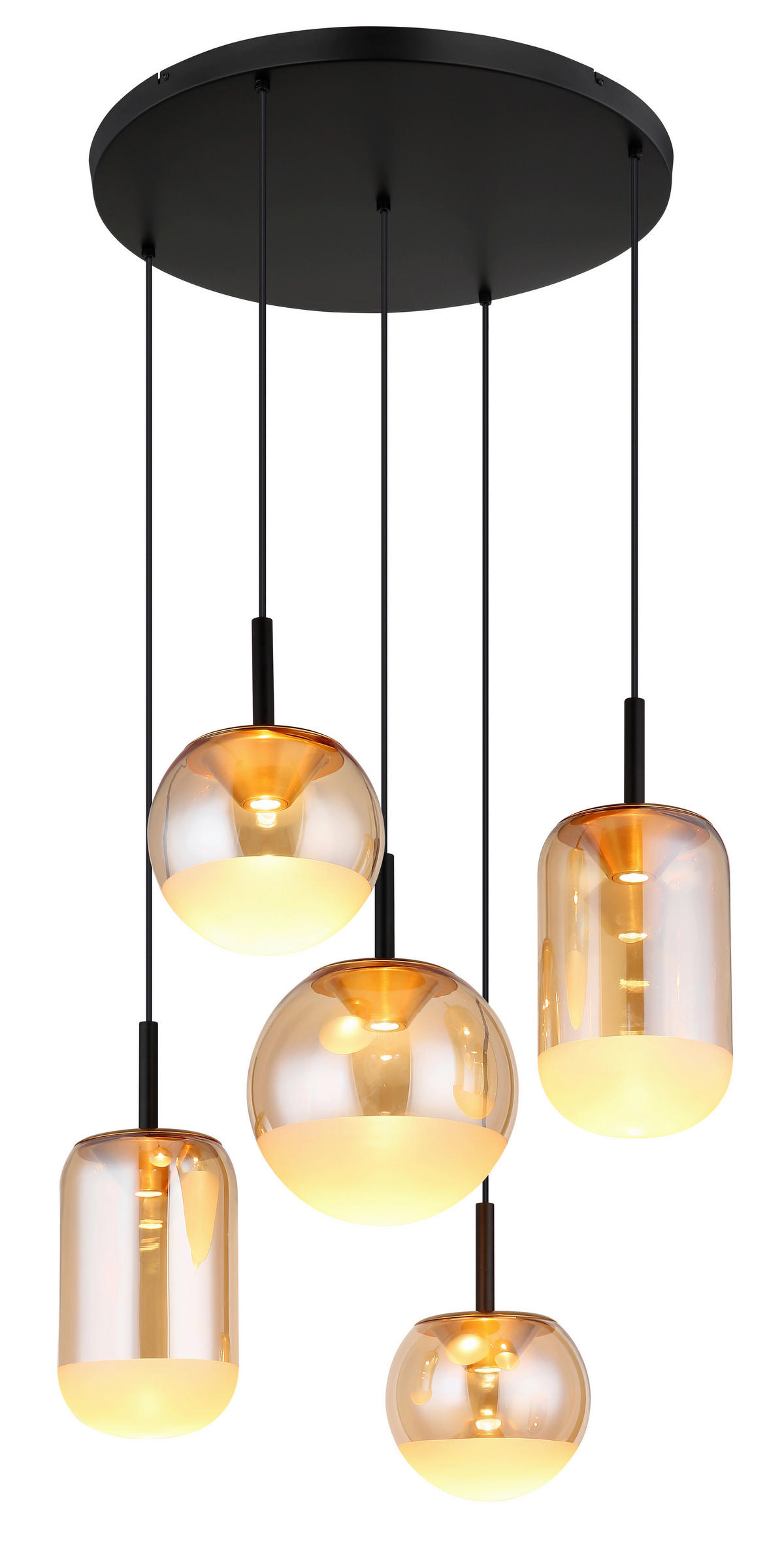 LED-HÄNGELEUCHTE 71/150 cm  - Messingfarben/Schwarz, KONVENTIONELL, Glas/Kunststoff (71/150cm)