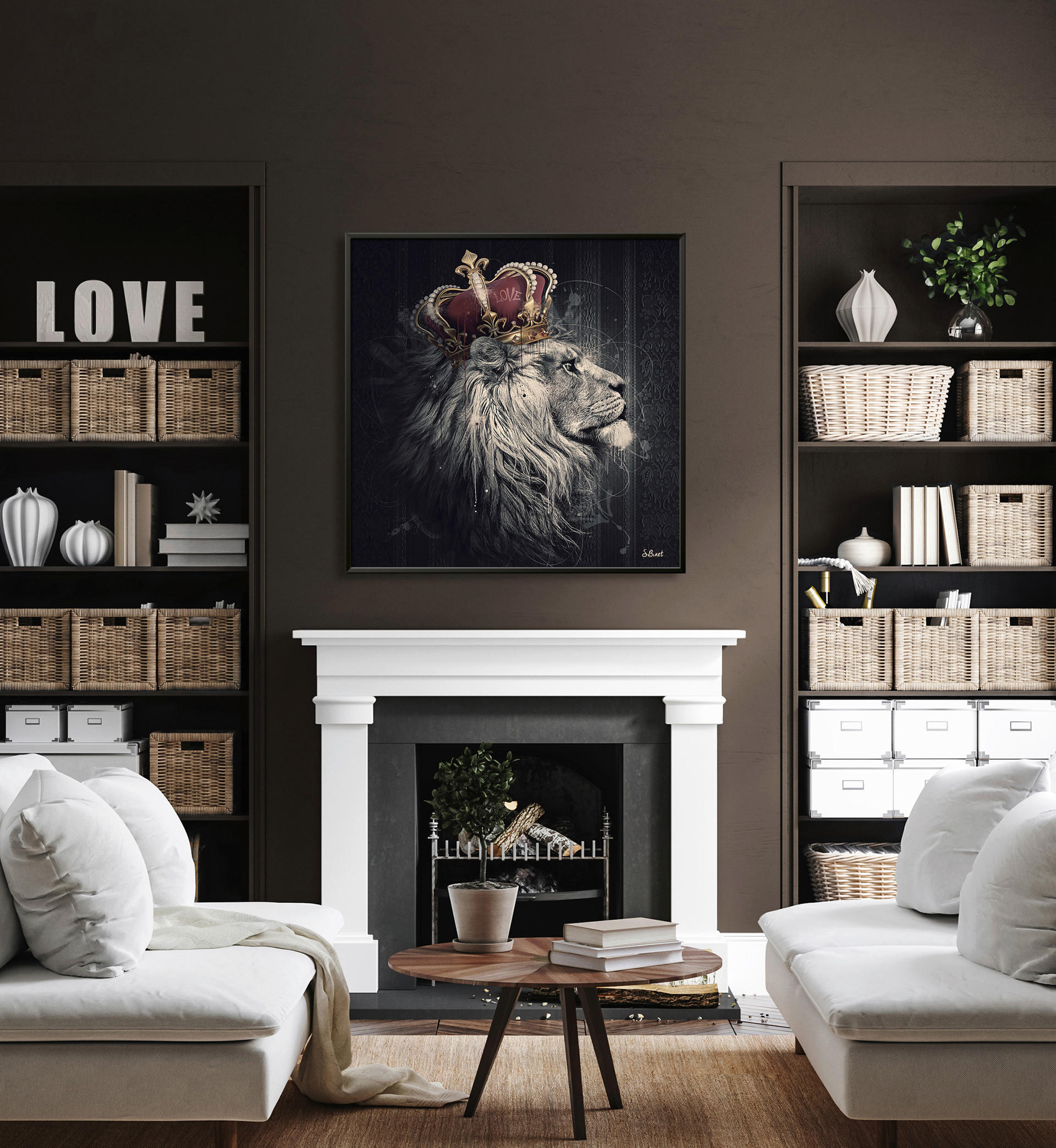 KUNSTDRUCK Tiere 50/50 cm  - Bordeaux/Schwarz, Basics, Papier (50/50cm) - Monee