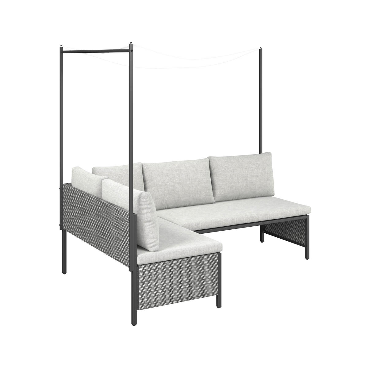 Set Lounge 2 piese   188/172/124 cm  - alb/antracit, Romantik / Landhaus, metal/textil (188/172cm) - Ambia Garden