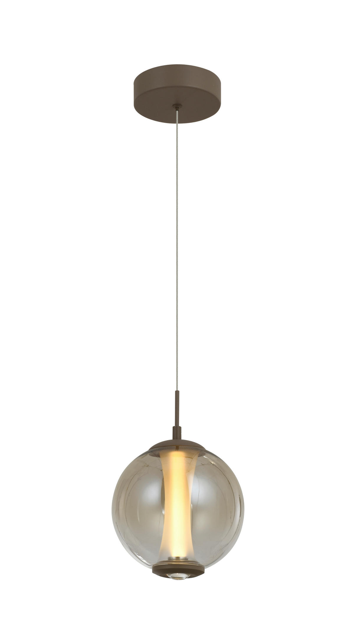 ZÁVĚSNÉ LED SVÍTIDLO, 18/150/18 cm  - pískové barvy, Design, kov/sklo (18/150/18cm)