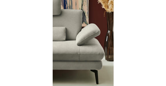 ECKSOFA  in Chenille, Flachgewebe Greige  180/284 cm  - Greige/Schwarz, Design, Textil/Metall (180/284cm) - Dieter Knoll