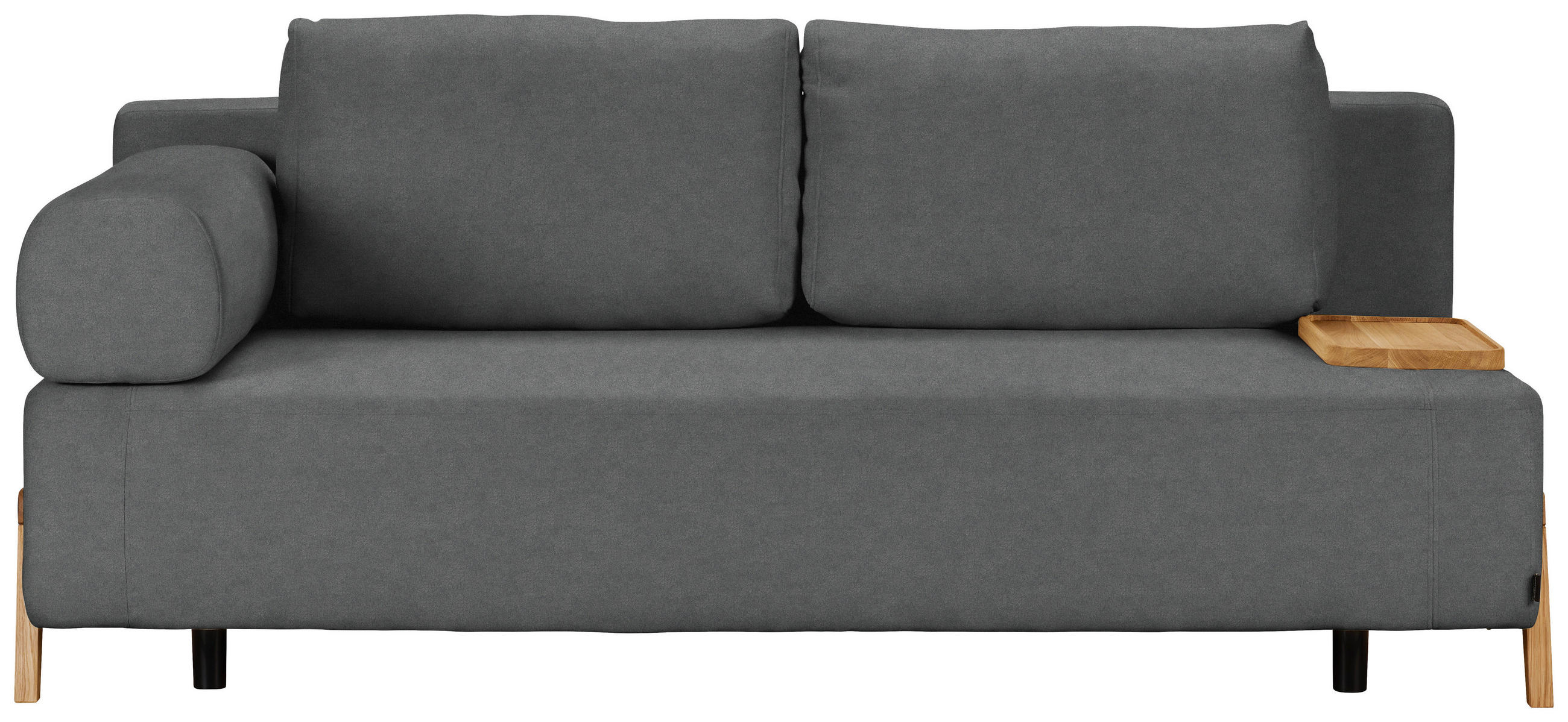 SCHLAFSOFA Mikrofaser Anthrazit  - Anthrazit/Naturfarben, Design, Holz/Textil (211/88/102cm) - Niels Andersson