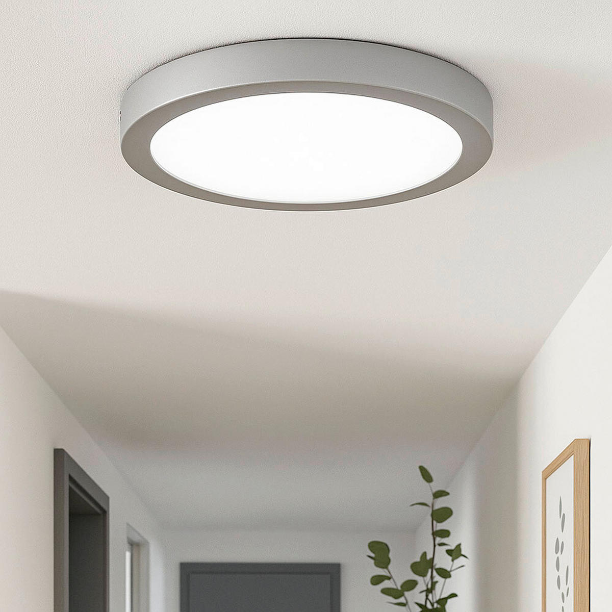 AUFBAULEUCHTE 30/3,2 cm   - Chromfarben/Weiß, Design, Kunststoff/Metall (30/3,2cm) - Globo