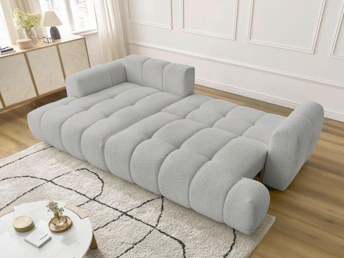 ECKSCHLAFSOFA FUJI Bouclé Hellgrau  inkl.  - Hellgrau/Schwarz, MODERN, Kunststoff/Textil (160/292cm)