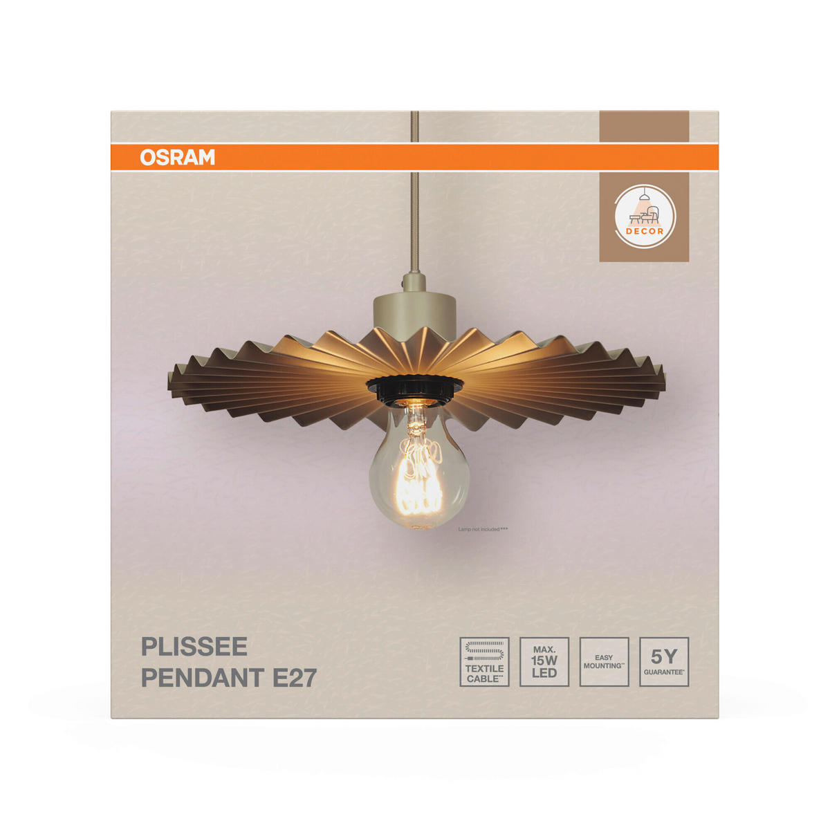 HÄNGELEUCHTE 29.5/110 cm  - Beige, Basics, Metall (29.5/110cm) - Osram