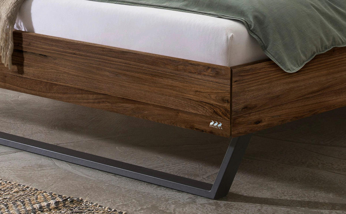 BETT 140/200 cm  in Anthrazit, Nussbaumfarben  - Anthrazit/Nussbaumfarben, KONVENTIONELL, Holz/Textil (140/200cm) - Hasena