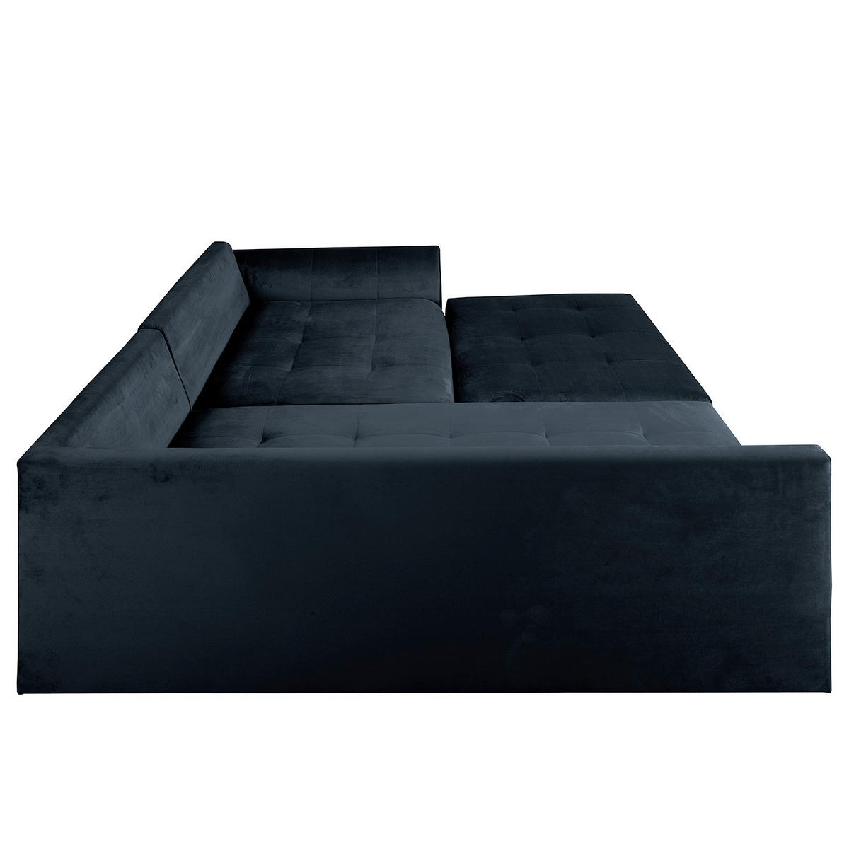 ECKSOFA inkl. Hocker Ariella Dunkelblau Samt Rückenkissen, Hocker  - Naturfarben/Dunkelblau, Design, Holz/Textil (161/231cm) - Livetastic