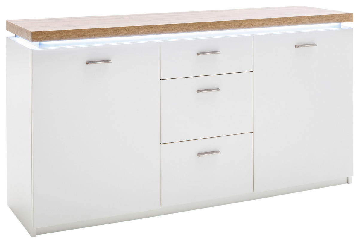 SIDEBOARD  in 156/82/44 cm  - Eichefarben/Weiß, Natur, Holzwerkstoff/Metall (156/82/44cm)