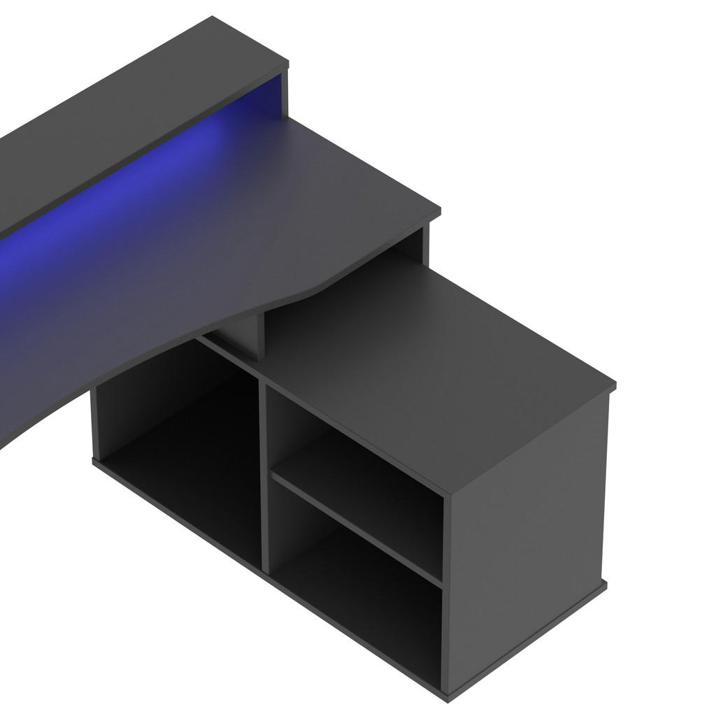 Thumbnail - Mid.you Gamingtisch, Schwarz, Metall, Kunststoff, Holzwerkstoff, rechteckig, Wange, 125.4x91.1x200 cm, Kabeldurchlass, S...