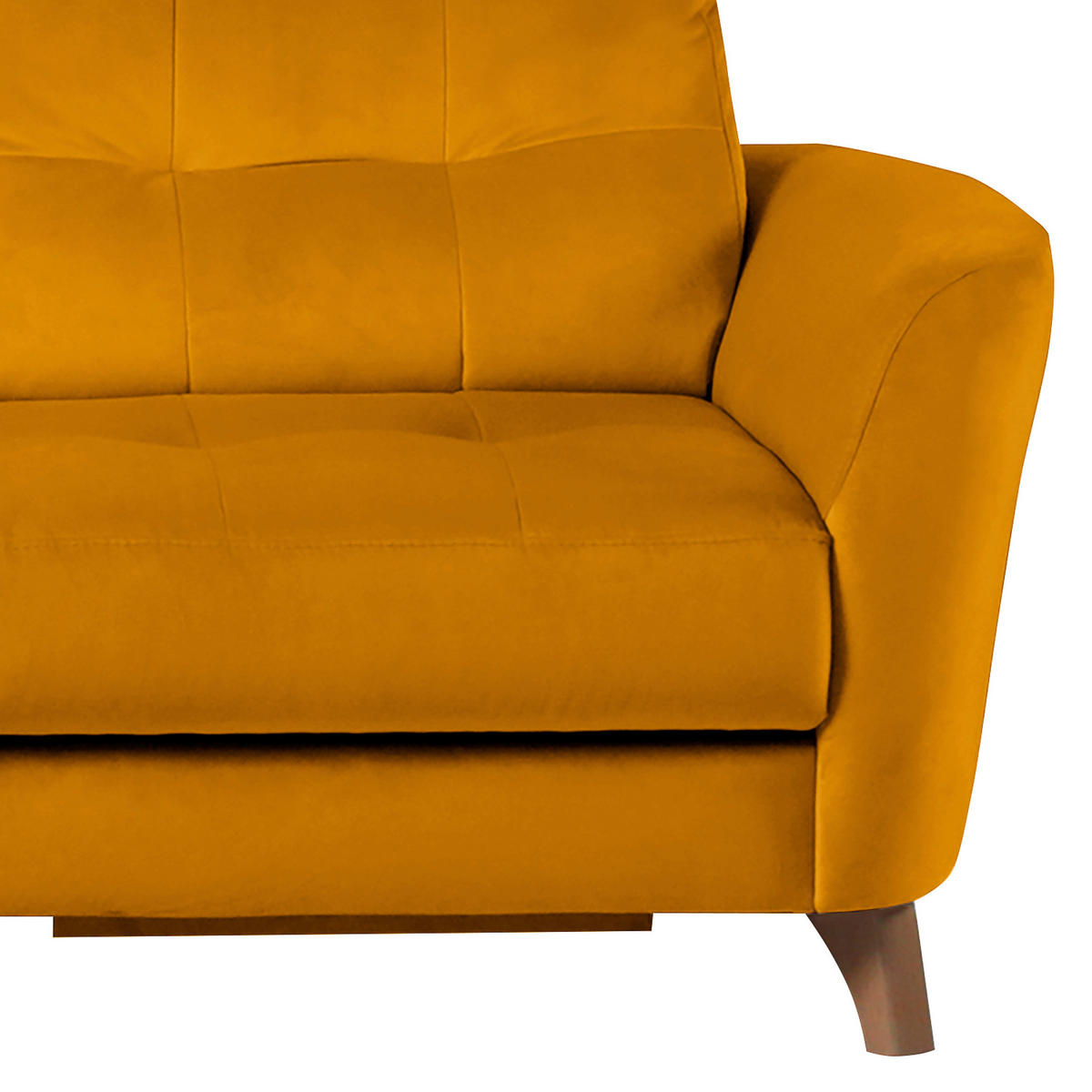ECKSOFA Gelb Samt Bettkasten, Schlaffunktion, Liegefläche im Originalstoff  - Gelb/Buchefarben, Design, Holz/Textil (168/238cm) - Livetastic