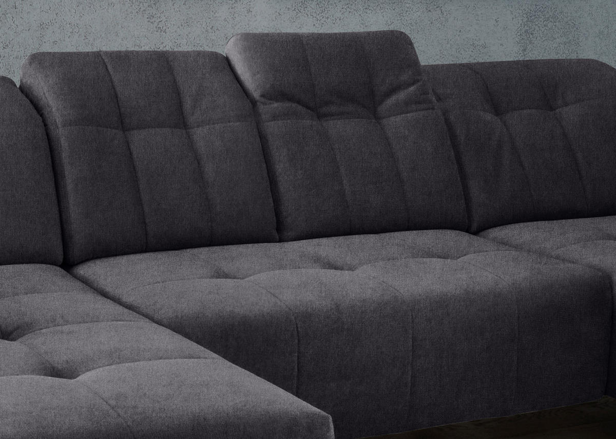 WOHNLANDSCHAFT Anthrazit Mikrofaser  - Anthrazit/Schwarz, MODERN, Textil/Metall (180/337/200cm) - Livetastic