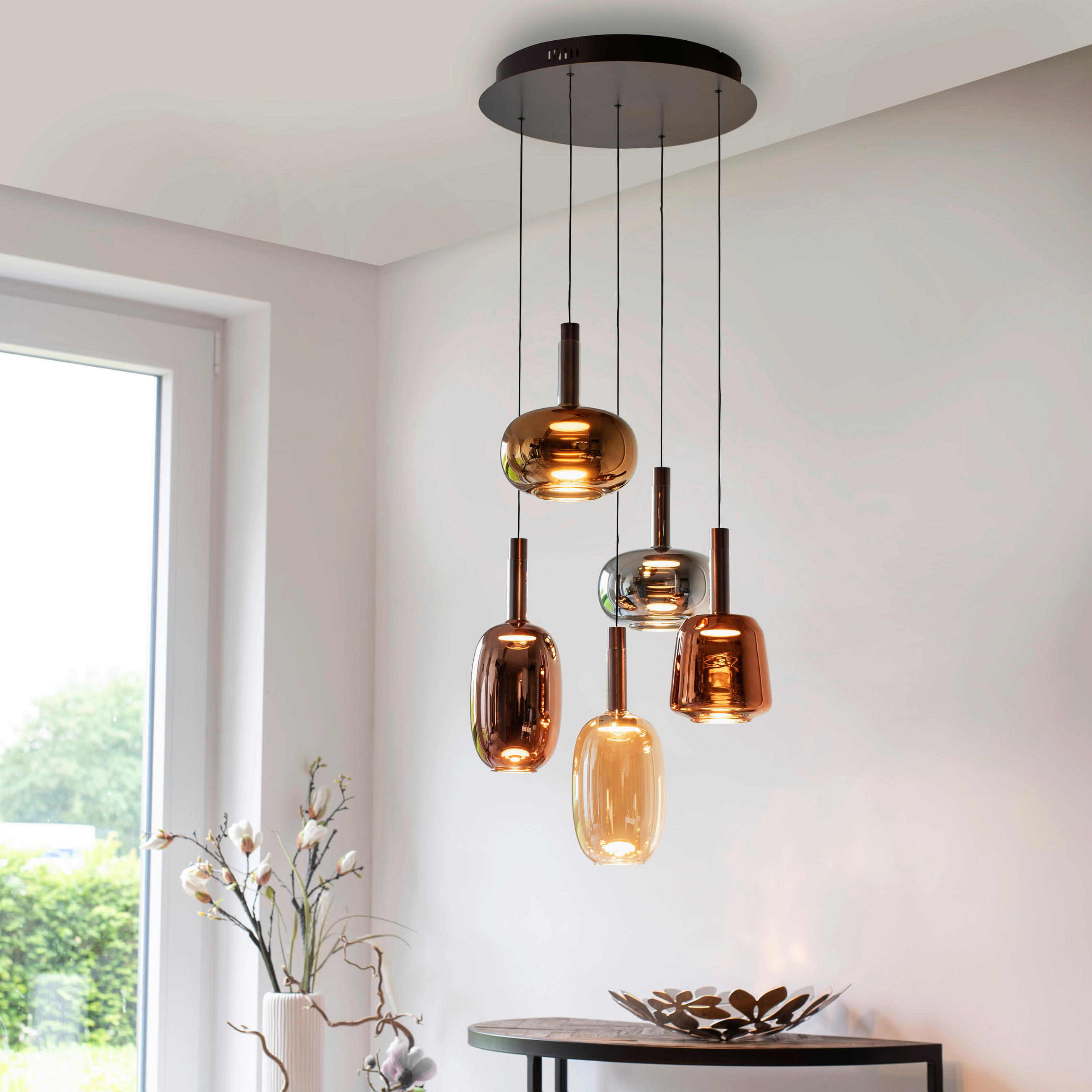 VISIACE LED SVIETIDLO - tmavý dub, Design, kov/plast (55/55/200cm)