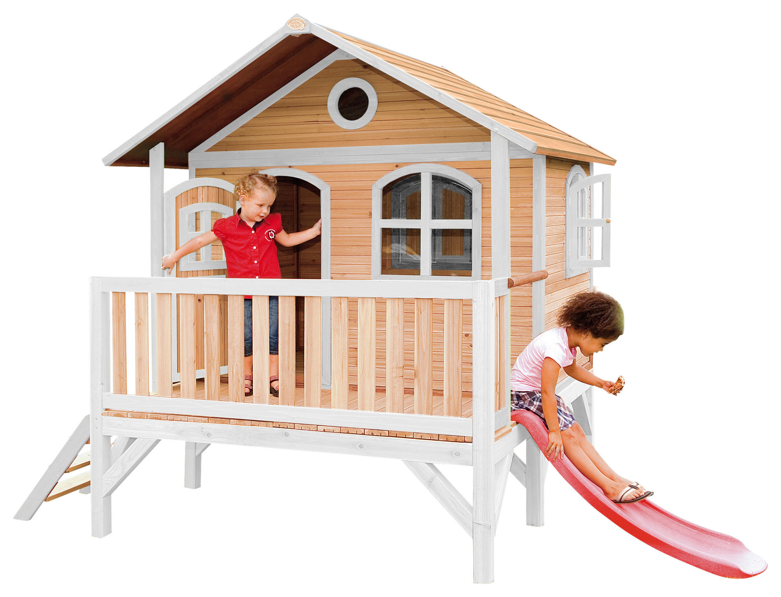 Thumbnail - Ambia Garden Spielhaus, Braun, Weiß, Hellrot, Holz, Kunststoff, 349x233x212 cm, EN 71, CE, FSC 100%, Outdoor Spielzeug, ...