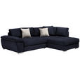 ECKSOFA in Webstoff Dunkelblau  - Chromfarben/Anthrazit, Design, Kunststoff/Textil (276/212cm) - Carryhome