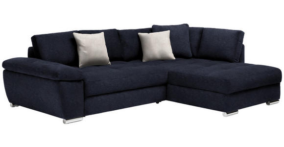 ECKSOFA in Webstoff Dunkelblau  - Chromfarben/Anthrazit, Design, Kunststoff/Textil (276/212cm) - Carryhome