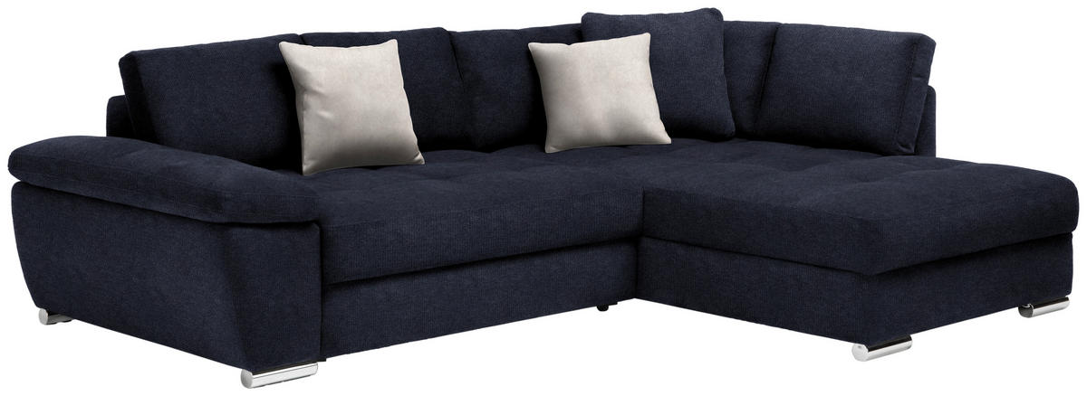 ECKSOFA in Webstoff Dunkelblau  276/212 cm  - Chromfarben/Anthrazit, Design, Kunststoff/Textil (276/212cm) - Carryhome