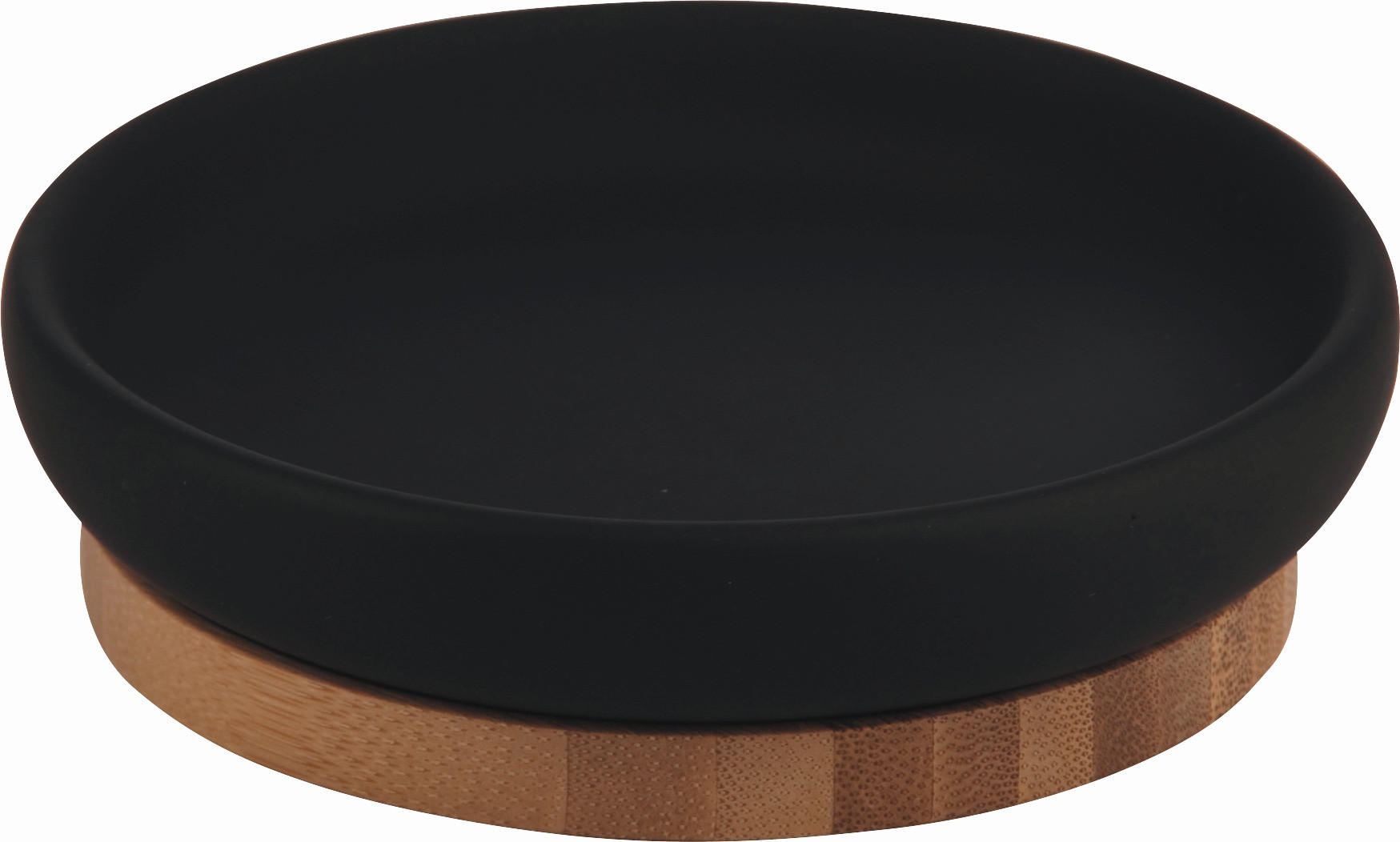 SEIFENSCHALE Holz, Keramik  - Schwarz/Braun, Basics, Holz/Keramik (11,5/3,2cm) - Sadena