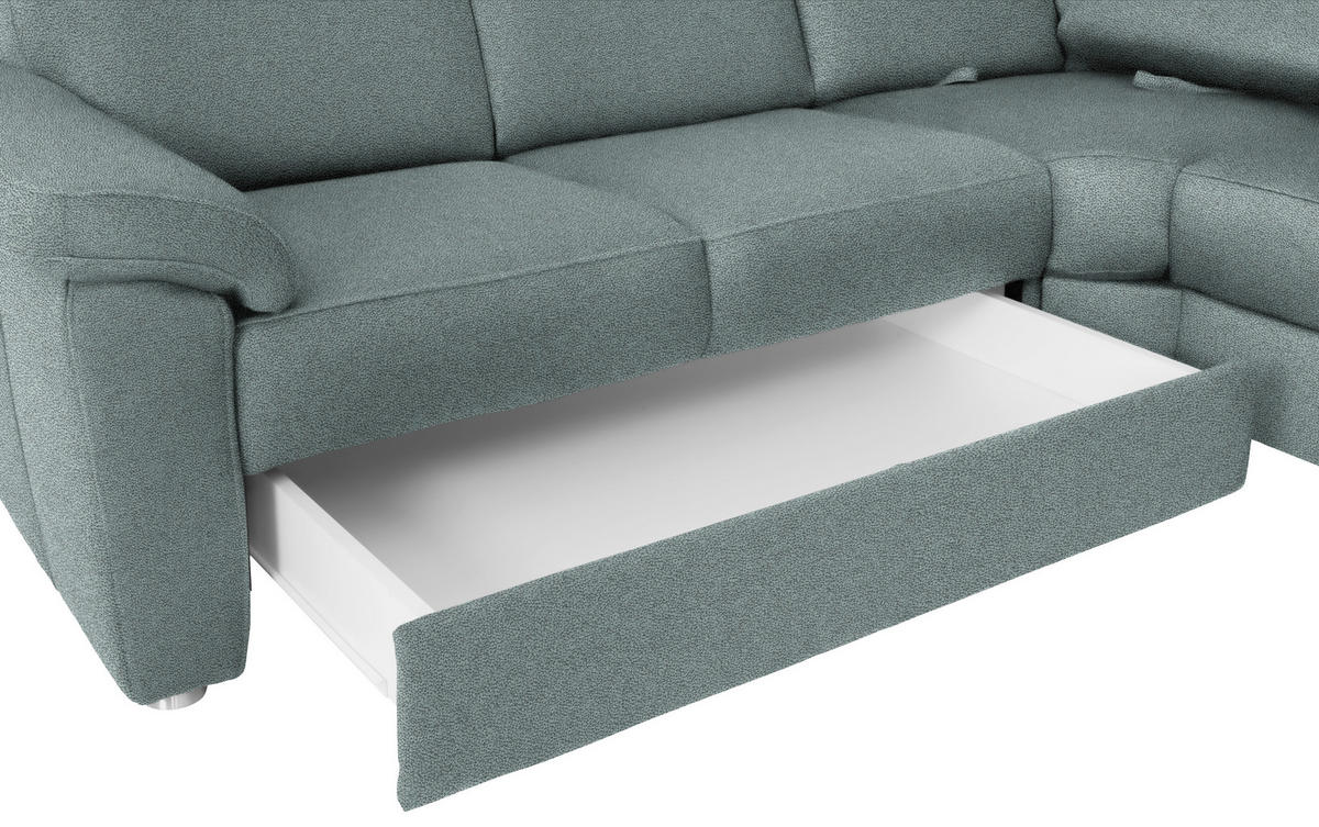 WOHNLANDSCHAFT in Flachgewebe Salbeigrün  - Chromfarben/Salbeigrün, Konventionell, Textil/Metall (240/330/163cm) - Beldomo System