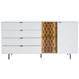 SIDEBOARD Weiß, Eichefarben  173/86/42 cm  - Eichefarben/Schwarz, Design, Glas/Holz (173/86/42cm) - Moderano