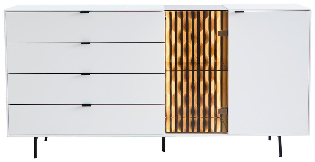 SIDEBOARD  in 173/86/42 cm  - Eichefarben/Schwarz, Design, Glas/Holz (173/86/42cm) - Moderano