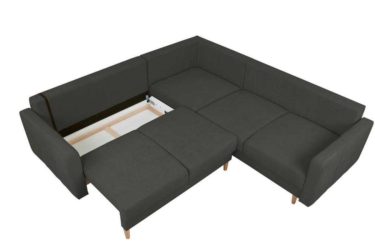 ECKSOFA Noret Schwarz  - Buchefarben/Schwarz, Design, Holz/Textil (242/242cm) - MID.YOU