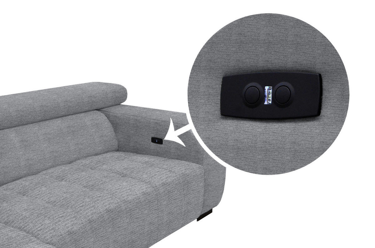 ECKSOFA in Webstoff Grau  - Schwarz/Grau, Konventionell, Textil/Metall (182/279cm) - Hom`in