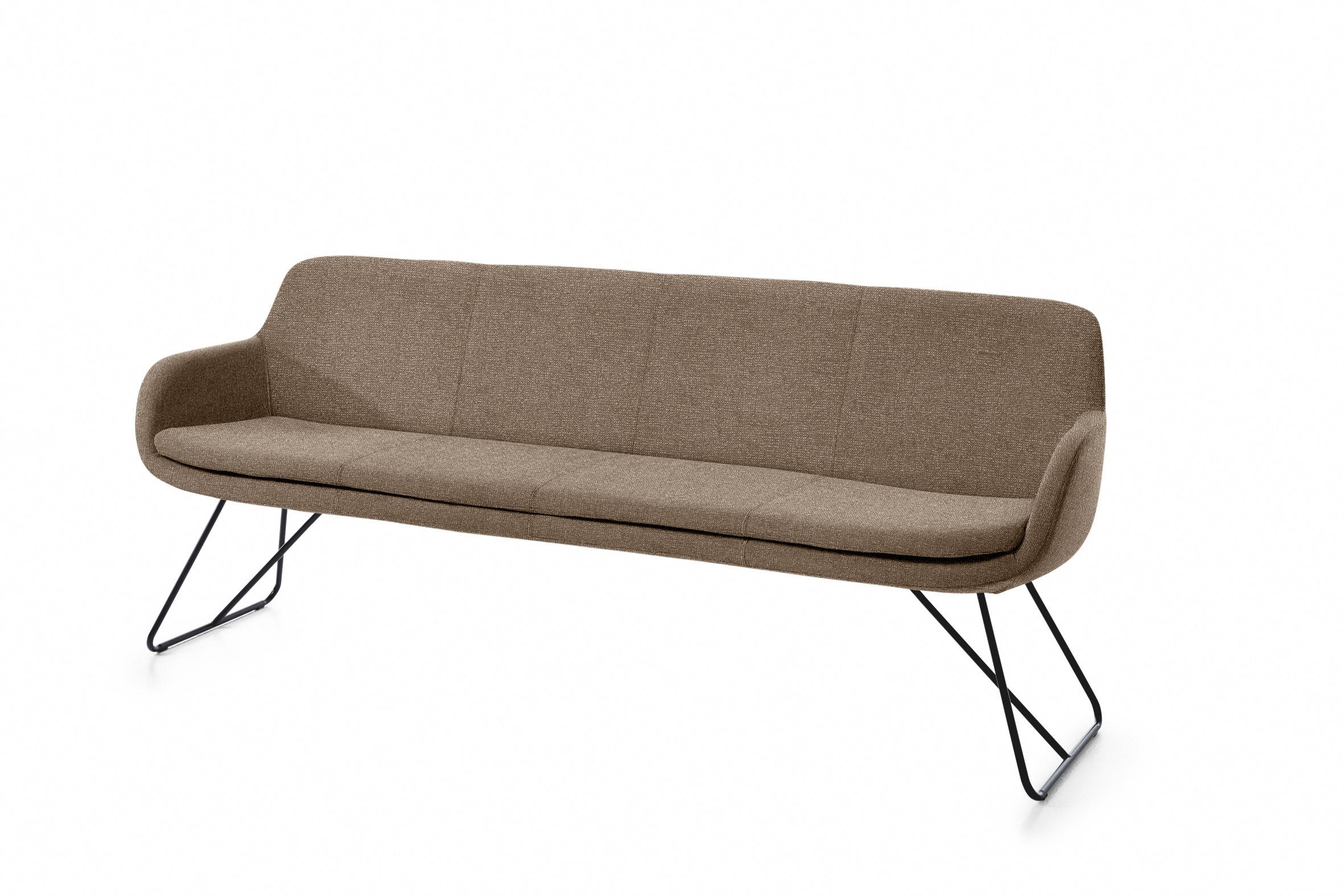 SITZBANK 200/87/65 cm Webstoff Hellbraun Metall  - Hellbraun/Schwarz, Design, Textil/Metall (200/87/65cm) - Musterring