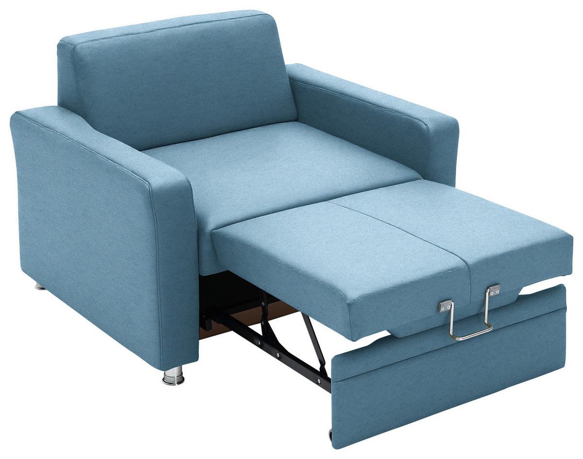 SCHLAFSESSEL Chenille Blau  - Blau/Alufarben, Konventionell, Textil/Metall (106/90/100cm) - Beldomo Style