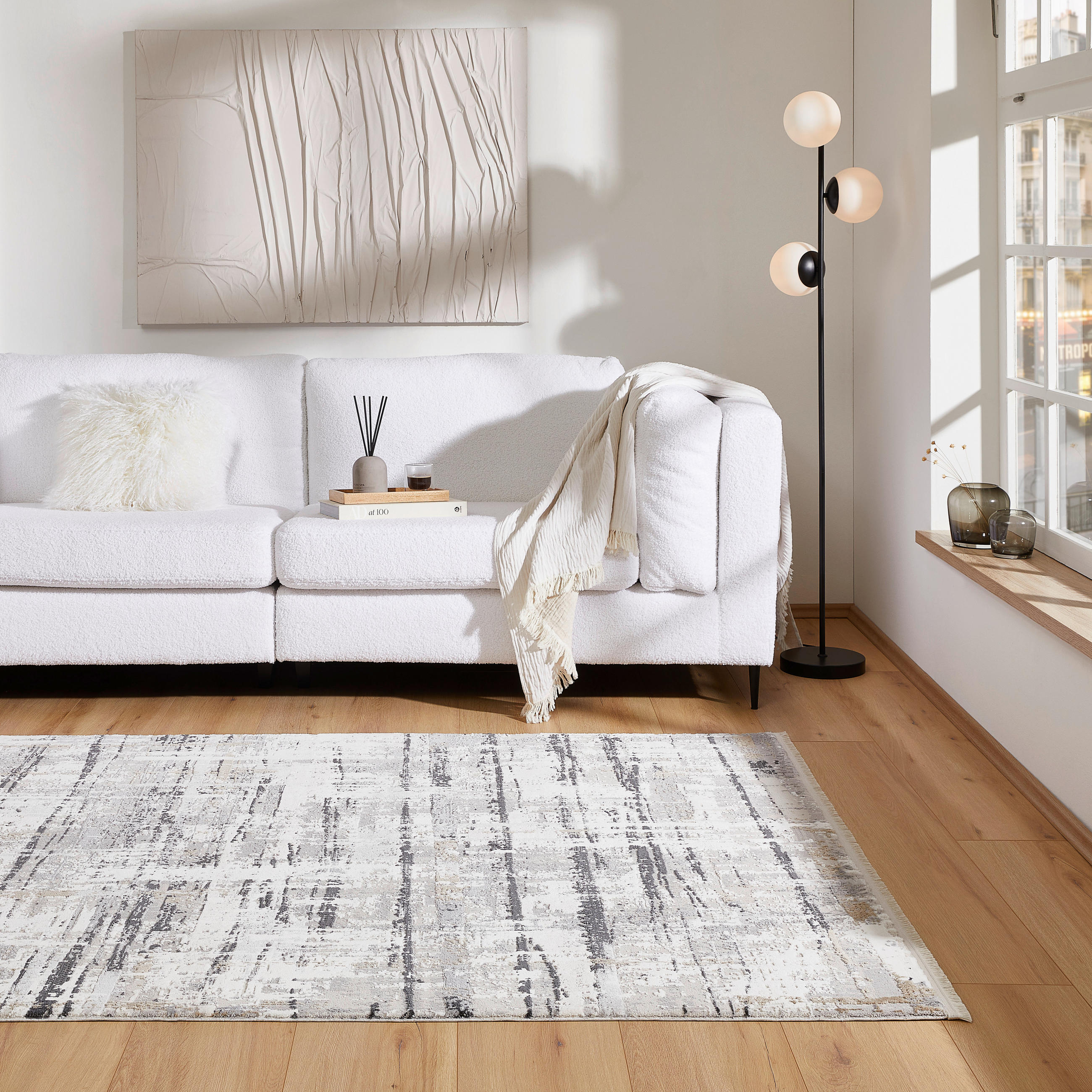VÄVD MATTA 133/190 cm Perugia  - vit/mörkgrå, Design, textil (133/190cm) - Novel