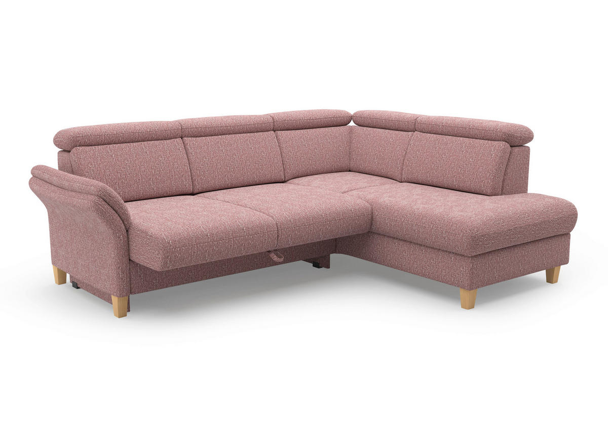 ECKSOFA GLENDALE E Aubergine Chenille  - Eichefarben/Aubergine, KONVENTIONELL, Holz/Textil (247/193cm) - Sit & More