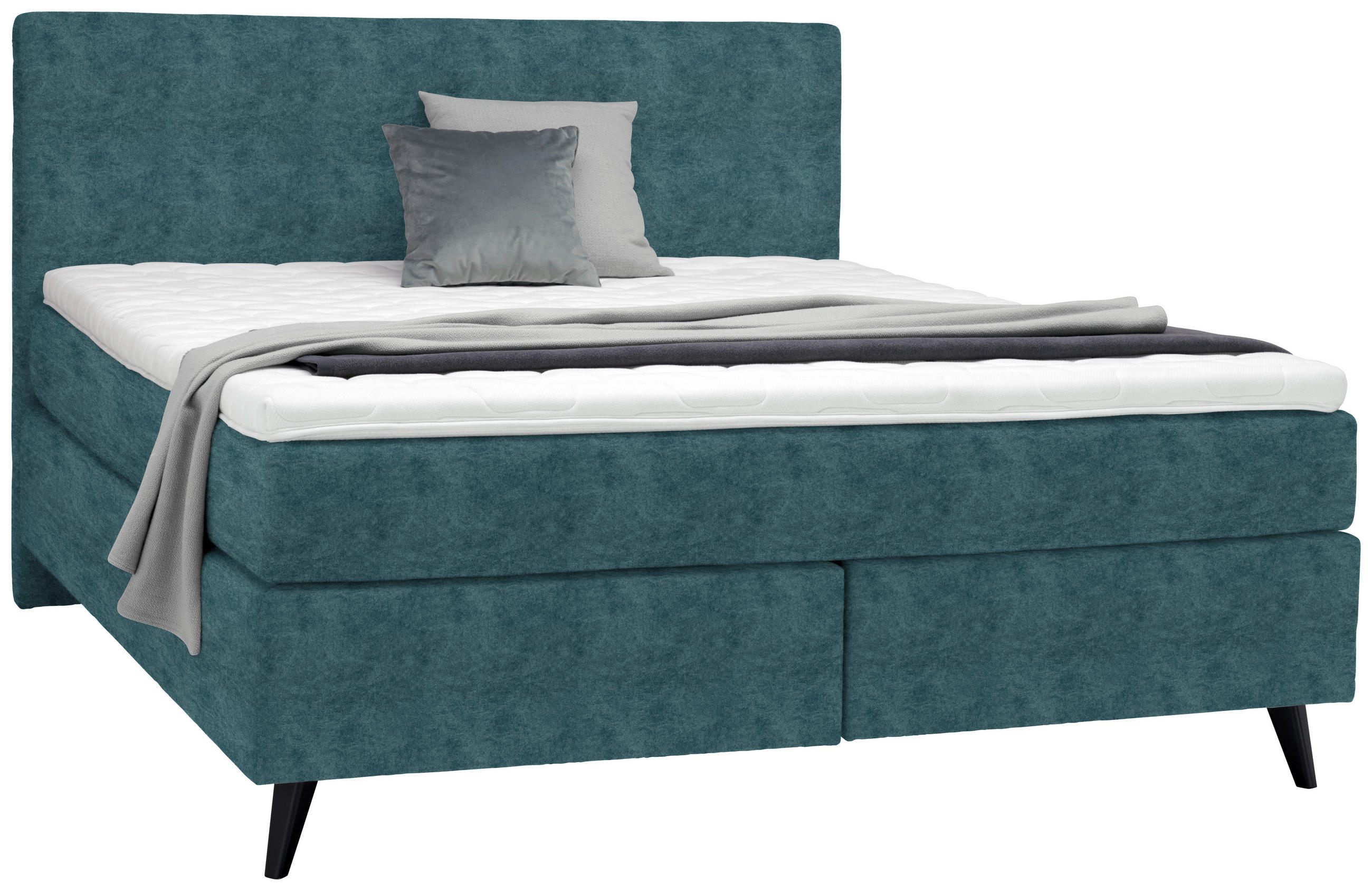 BOXSPRINGBETT 180/200 cm  in Blau  - Blau/Schwarz, Konventionell, Holz/Textil (180/200cm) - Voleo