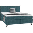 BOXSPRINGBETT 180/200 cm  in Blau  - Blau/Schwarz, KONVENTIONELL, Holz/Textil (180/200cm) - Voleo