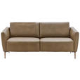 2-SITZER-SOFA Olivgrün Echtleder  - Eichefarben/Beige, Natur, Leder/Holz (207/86/87cm) - Valnatura