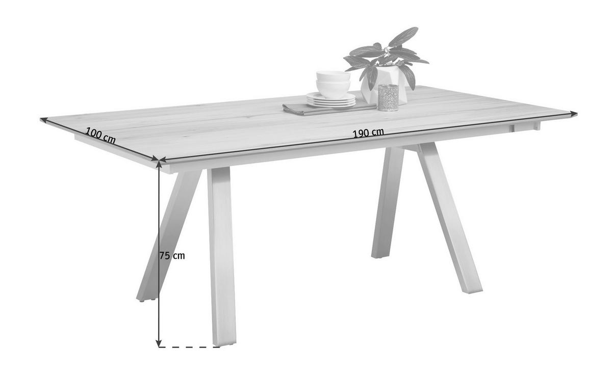ESSTISCH in Holz, Metall 190-290/100/75 cm  - Edelstahlfarben/Eichefarben, KONVENTIONELL, Holz/Metall (190-290/100/75cm) - Venjakob